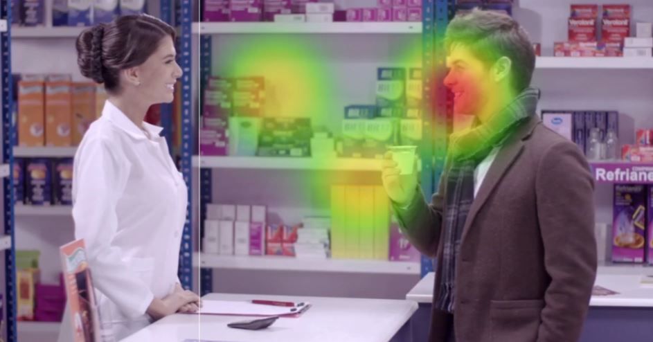 Heatmap de eye tracking en publicidad boliviana